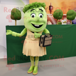 Olive Caesar Salad mascot costume character dressed with a Pencil Skirt and Briefcases