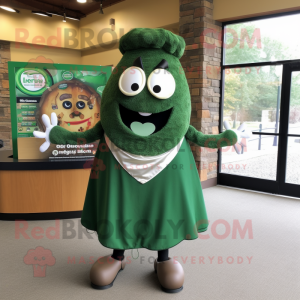 Forest Green Bagels mascot costume character dressed with a Wrap Skirt and Tie pins