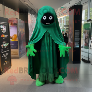 Forest Green Ghost mascot costume character dressed with a Cover-up and Cummerbunds