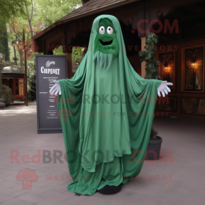 Forest Green Ghost mascot costume character dressed with a Cover-up and Cummerbunds