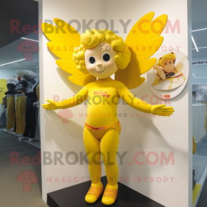 Gul Cupid maskot drakt...