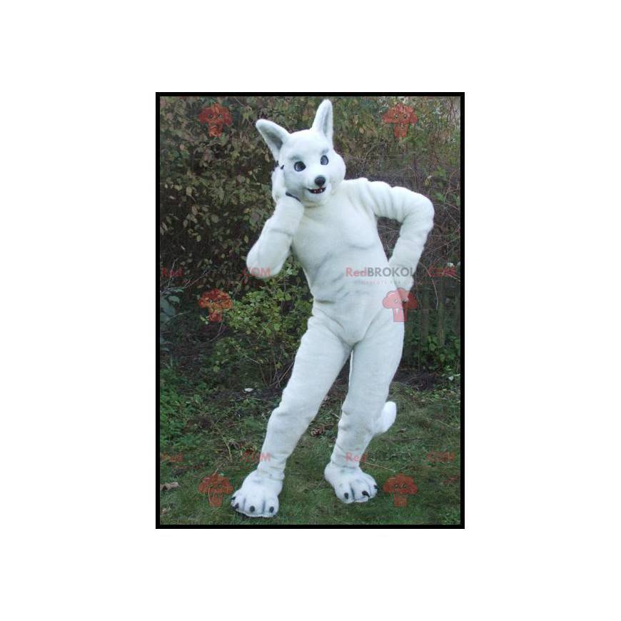 Grote atletische witte konijnmascotte - Redbrokoly.com