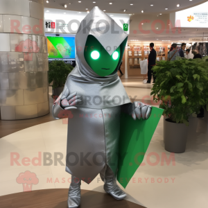 Silver Spinach mascot costume character dressed with a Cover-up and Wallets