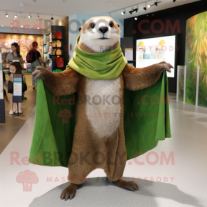 Olive Otter mascot costume character dressed with a Shorts and Shawls