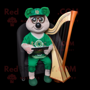 Grøn Celtic Harpe maskot...