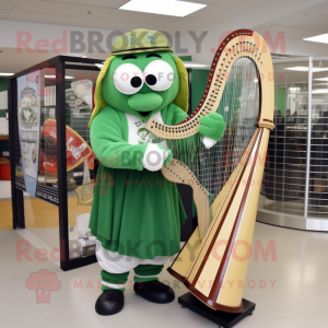 Grön Celtic Harp maskot...
