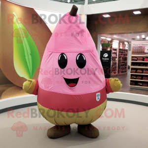 Pink Pear mascot costume character dressed with a Cargo Shorts and Wraps