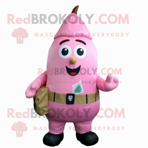 Pink Pear mascot costume character dressed with a Cargo Shorts and Wraps