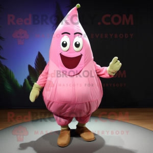 Pink Pear mascot costume character dressed with a Cargo Shorts and Wraps