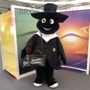 Black Ray mascot costume character dressed with a Polo Tee and Pocket squares