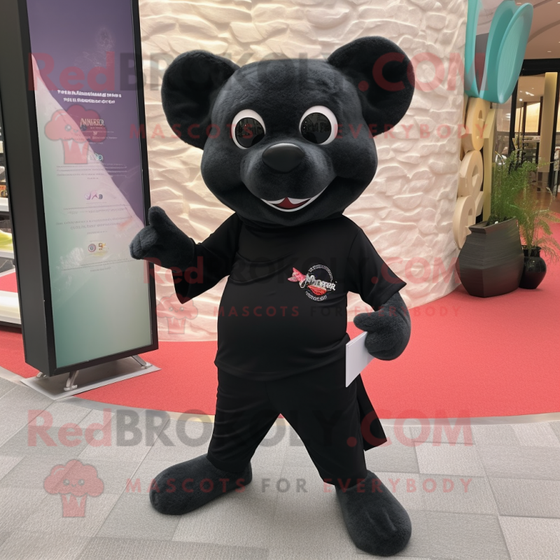 Black Ray mascot costume character dressed with a Polo Tee and Pocket squares