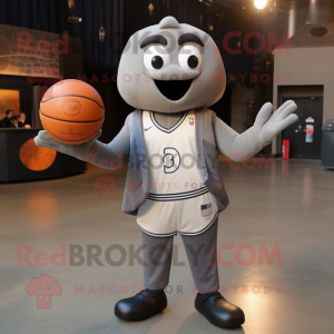 Gray Basketball Ball mascot costume character dressed with a Leather Jacket and Ties