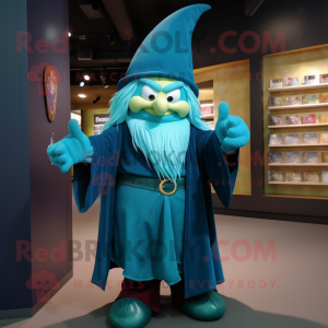 Teal Wizard maskot drakt...