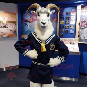 Navy Goat mascot costume character dressed with a Wrap Skirt and Keychains