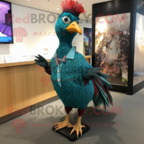 Teal Pheasant mascot costume character dressed with a Sheath Dress and Lapel pins