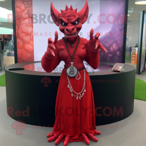 Röd Gargoyle maskot kostym...