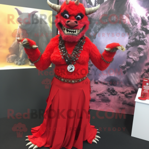 Rød Gargoyle maskot kostume...