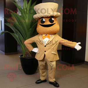 Tan Pineapple mascot costume character dressed with a Suit and Shoe clips