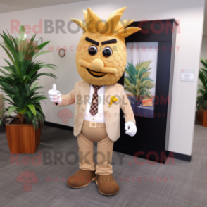 Tan Pineapple mascot costume character dressed with a Suit and Shoe clips