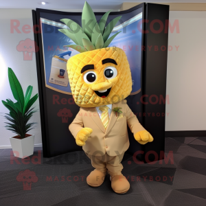 Tan Pineapple mascot costume character dressed with a Suit and Shoe clips