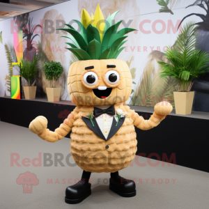 Tan Pineapple mascot costume character dressed with a Suit and Shoe clips