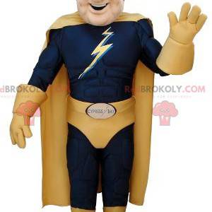 Mascotte del supereroe in abito blu e giallo - Redbrokoly.com