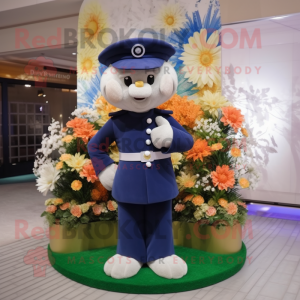 Navy Bouquet Of Flowers mascot costume character dressed with a Culottes and Watches