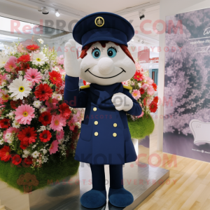 Navy Bouquet Of Flowers mascot costume character dressed with a Culottes and Watches