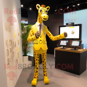 Gul giraff maskot kostym...