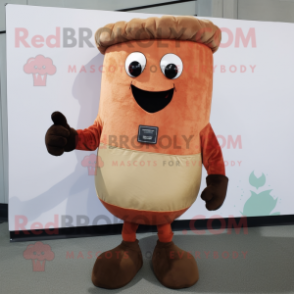 Rust Turnip mascot costume character dressed with a Button-Up Shirt and Mittens