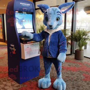 Blå kænguru maskot kostume...