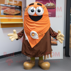 Brown Shakshuka mascot costume character dressed with a Poplin Shirt and Scarf clips