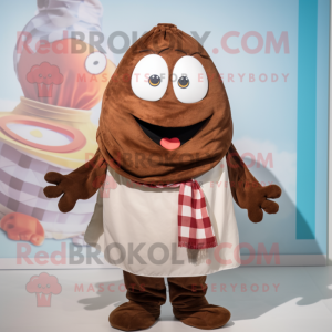 Brown Shakshuka mascot costume character dressed with a Poplin Shirt and Scarf clips