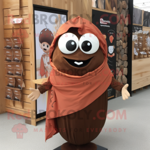 Brown Shakshuka mascot costume character dressed with a Poplin Shirt and Scarf clips