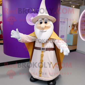 Cream Wizard mascot costume character dressed with a Jacket and Rings
