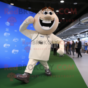 Beige Bottle Of Milk mascot costume character dressed with a Joggers and Watches