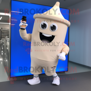 Beige Bottle Of Milk mascot costume character dressed with a Joggers and Watches