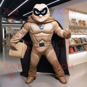 Tan Superhero maskot kostym...