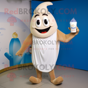 Tan Bottle Of Milk mascot costume character dressed with a Jeggings and Anklets