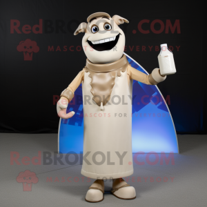 Tan Bottle Of Milk mascot costume character dressed with a Jeggings and Anklets