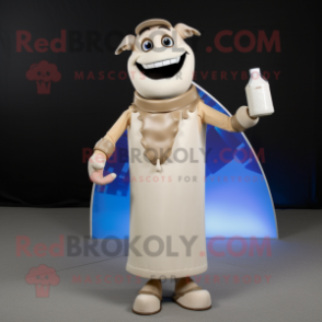 Tan Bottle Of Milk mascot costume character dressed with a Jeggings and Anklets