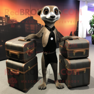 Sort Meerkat maskot kostume...