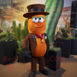 Rust Zucchini mascot costume character dressed with a Suit and Lapel pins
