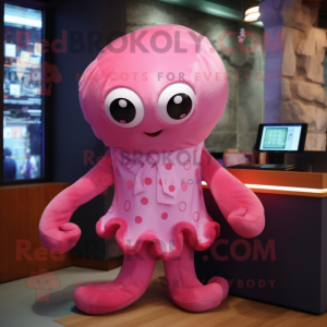 Rosa Octopus maskot kostym...