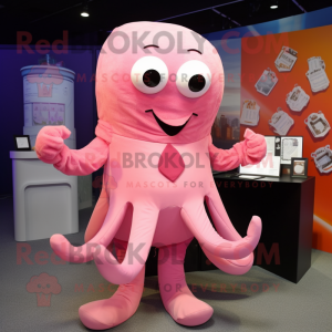 Pink Octopus maskot kostume...