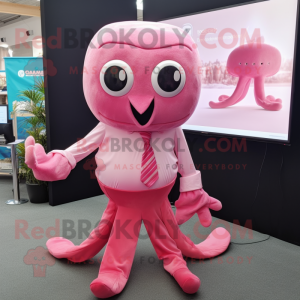 Pink Octopus maskot kostume...