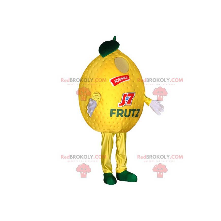 Mascota gigante de limón amarillo. Mascota de fruta -