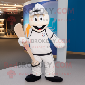 Cream Ice Hockey Stick mascot costume character dressed with a Joggers and Clutch bags