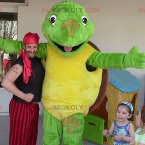 Mascot groene schildpad geel en bruin - mascotte Franklin -