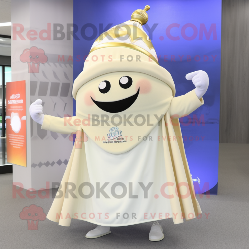 Cream Queen mascot costume character dressed with a Yoga Pants and Shawl pins Cream Queen mascot costume character dressed with a Yoga Pants and Shawl pins